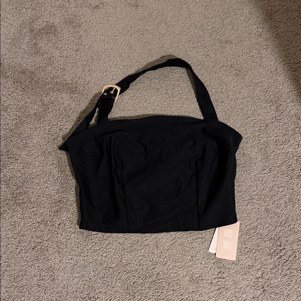Black Strapless Top with Gold Buckle